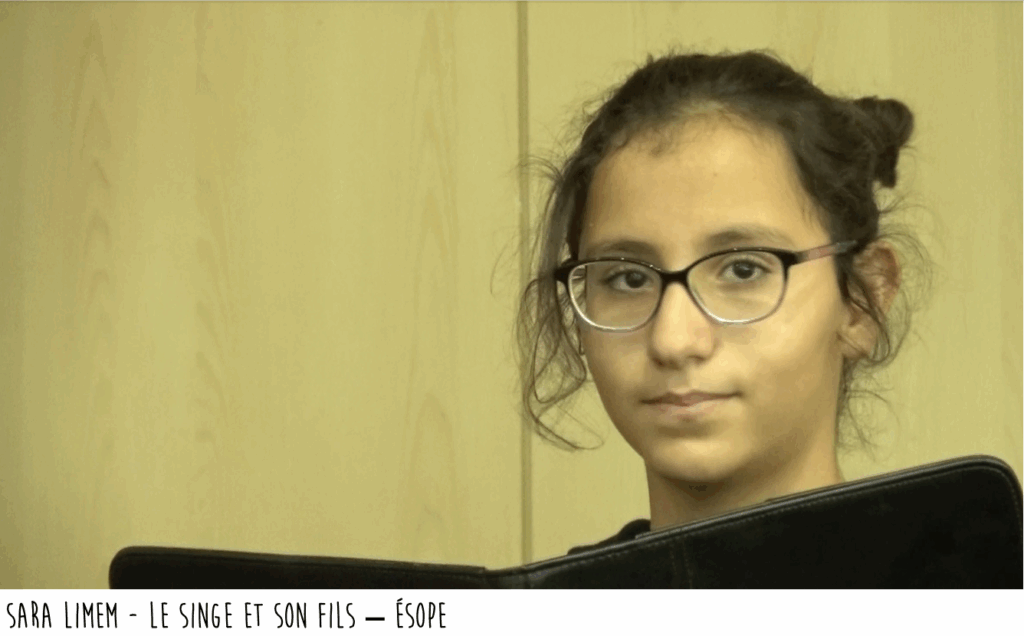 Sara Limen, collégienne, répétition à la BnT, À NOS FABLES